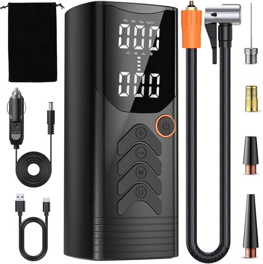 150PSI Portable Tire Inflator with Auto Shutoff & LED Light - Perfect for Cars, Bikes, & Motorcycles