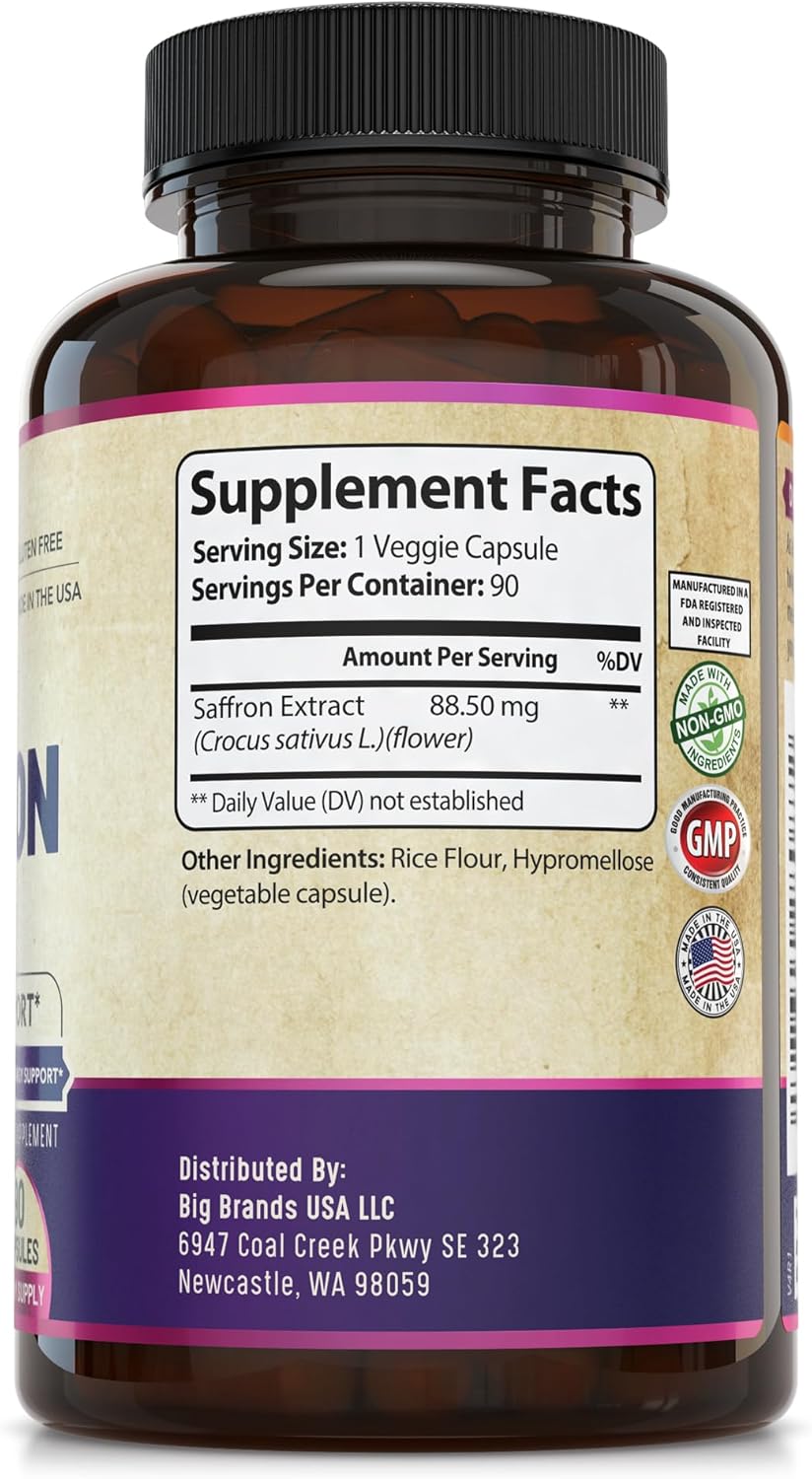 Boost Your Health with 100% Pure Saffron Extract: Supports Mood, Memory, Digestion, and Eye Health