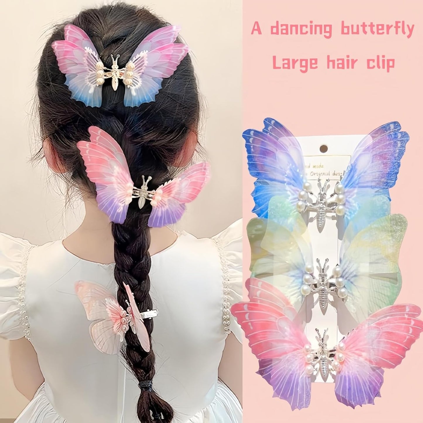 Colorful Jumping Butterfly Hair Clips & DIY Bracelet Kits for Creative Styling