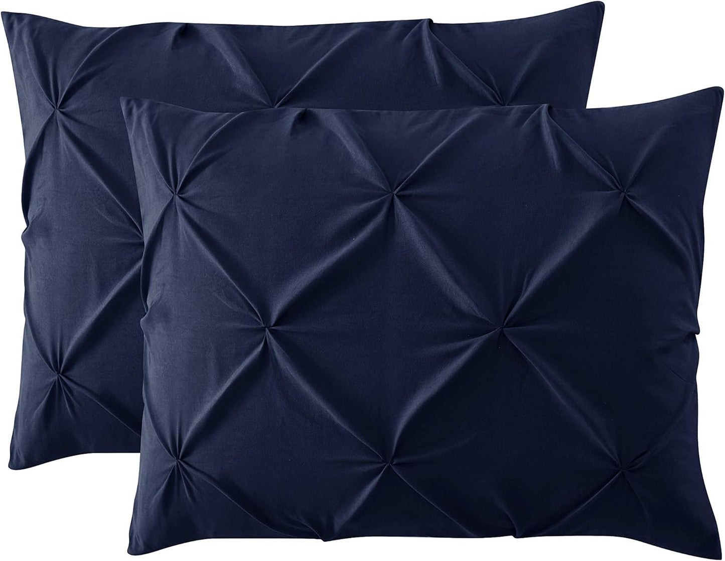 Navy Queen Size 3-Piece Duvet Cover Set – Soft, Luxurious Pinch Pleat Design