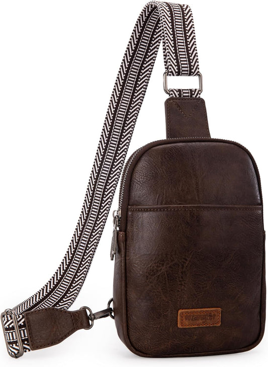 Vegan Leather Crossbody Sling Bag for Women - Perfect for Travel & Everyday Use, Western Design, B-Coffee