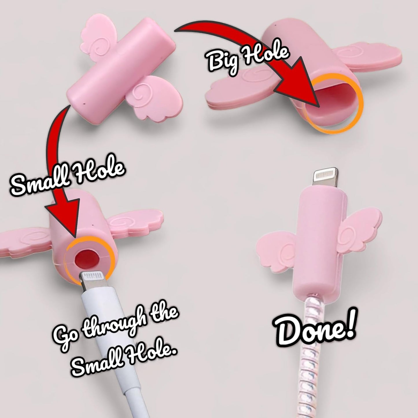 Pink Heart Silicone Charger Protector Set for iPhone – Style Meets Function
