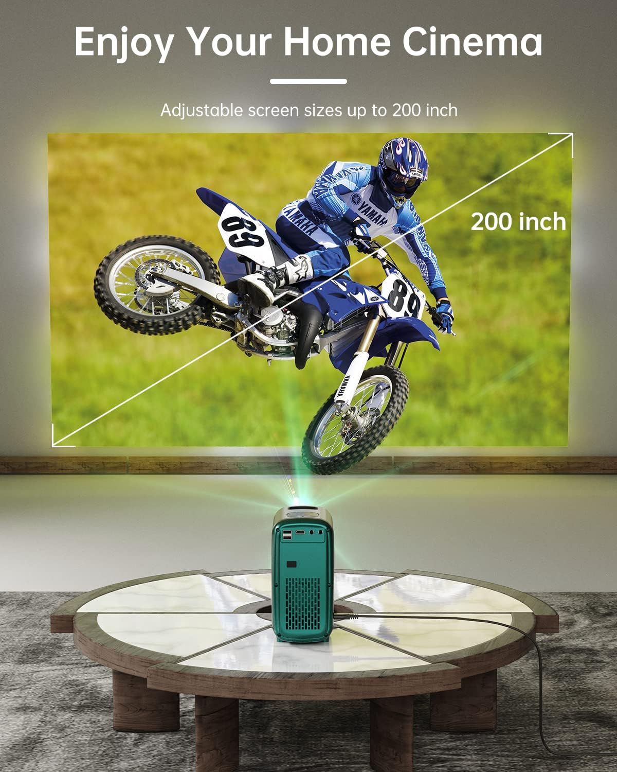 Top Mini Projector: 4K Support, 8500 Lumens, Bluetooth, 200" Screen – Perfect for Home Cinema & Outdoor Movies