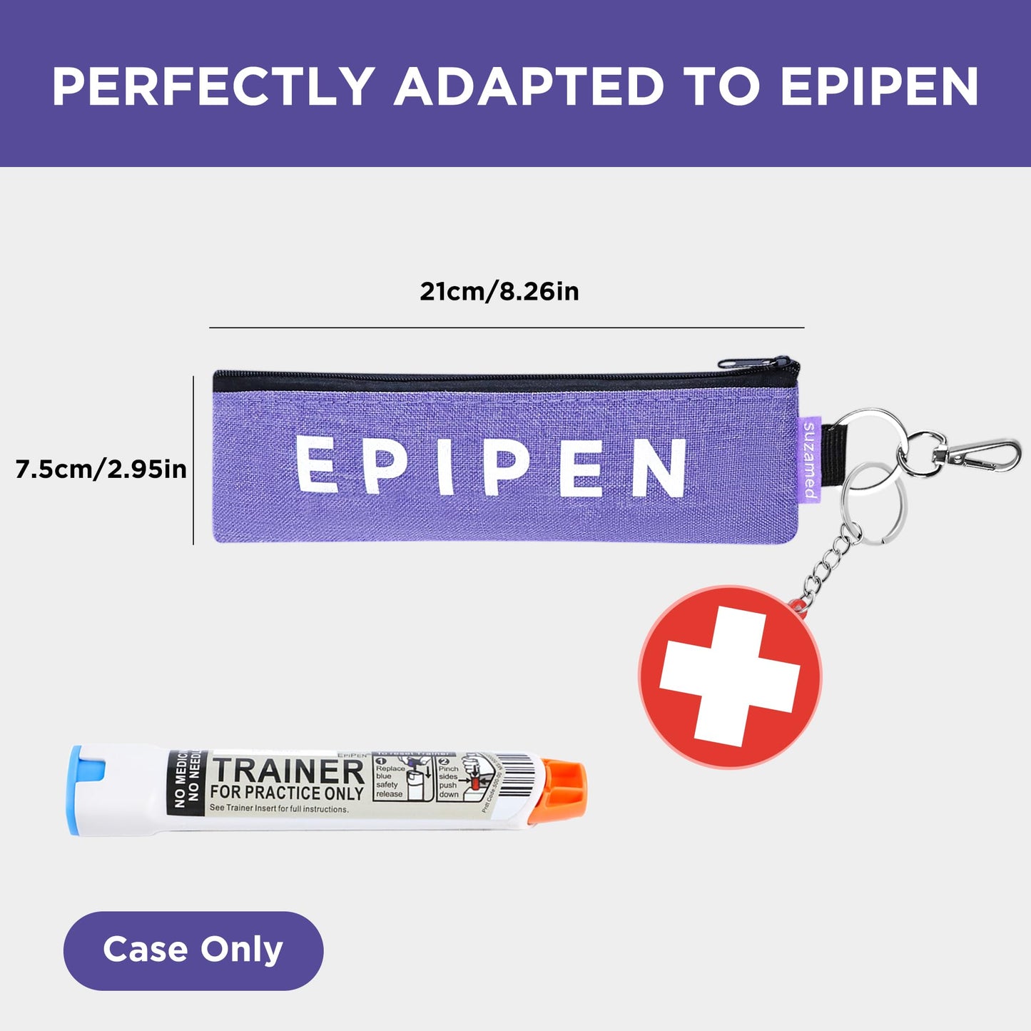 Portable Insulated EpiPen Carry Case Medical Bag for Inhaler or Auvi-Q, Purple
