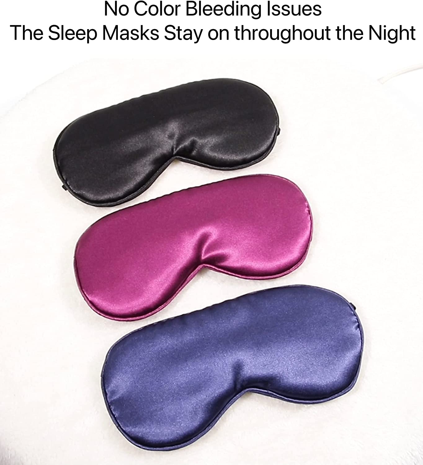 3pk (Black/Purple/Blue) Sleeping Mask/Eye Mask w/ Adjustable Ear Straps