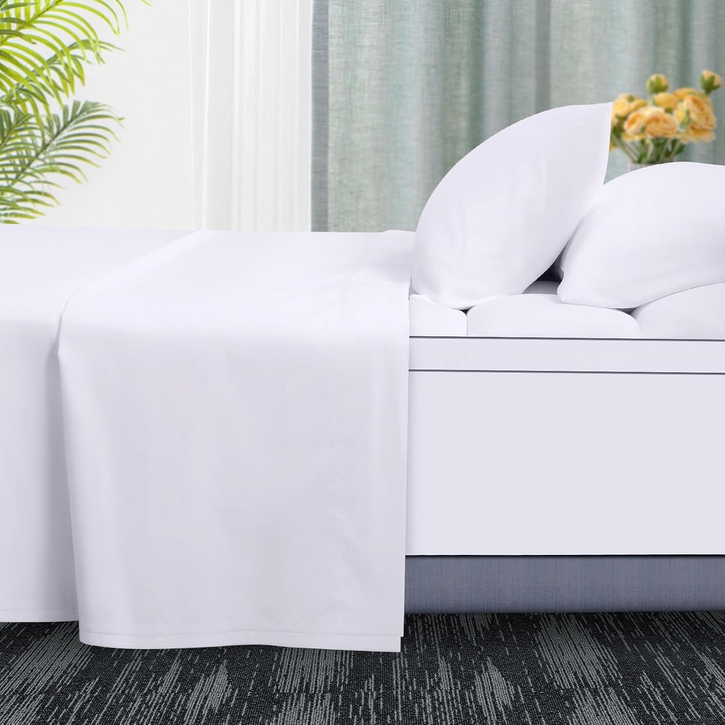 Full Size Mattress Topper Set with Flat Sheet & Pillowcases for Enhanced Comfort - Fits 8-21 Inch Deep Mattresses