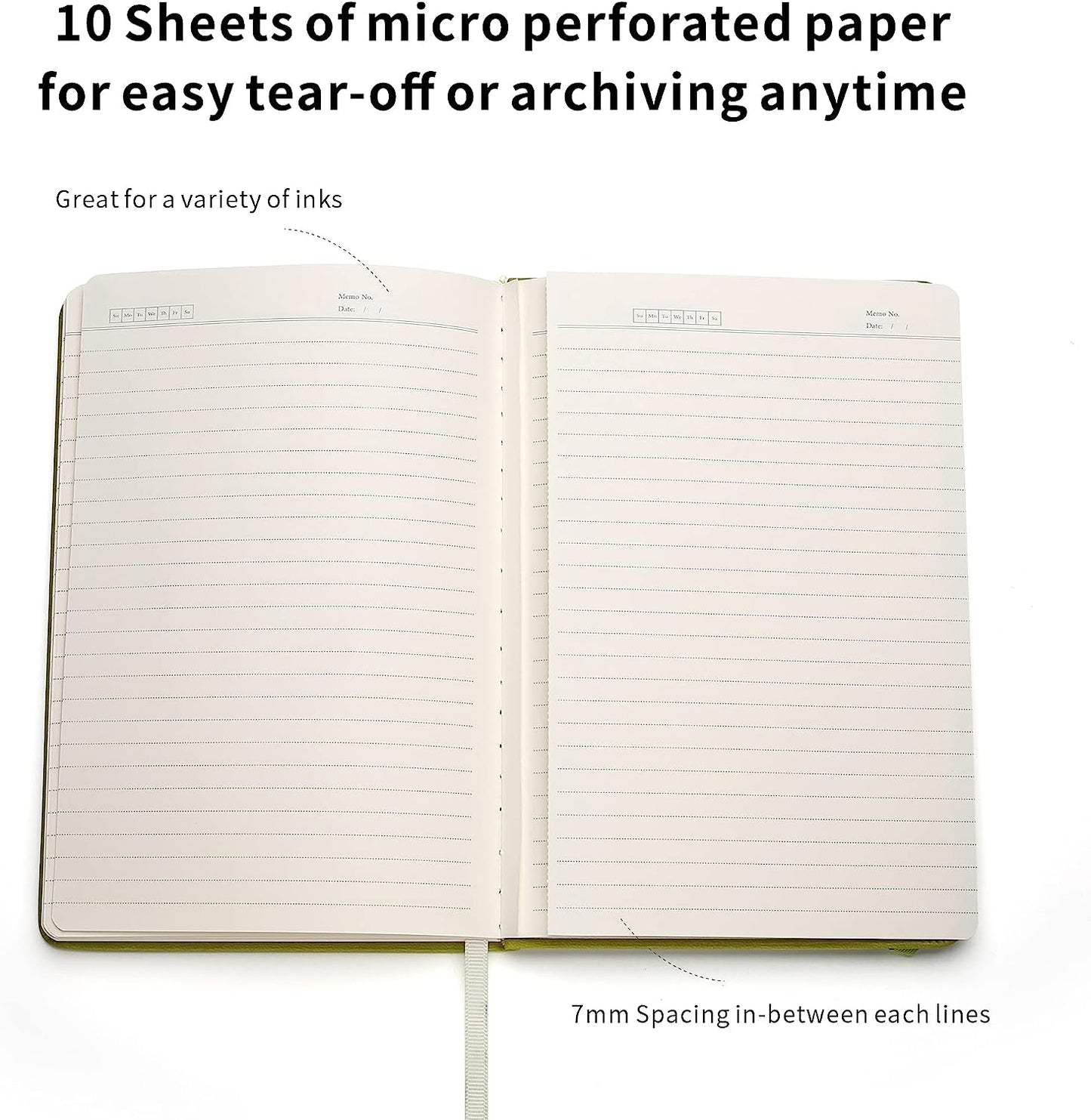 5.7"x8.4" Green 160 Page Ruled Hardcover Notebook/Journal w/ 100 GSM Paper