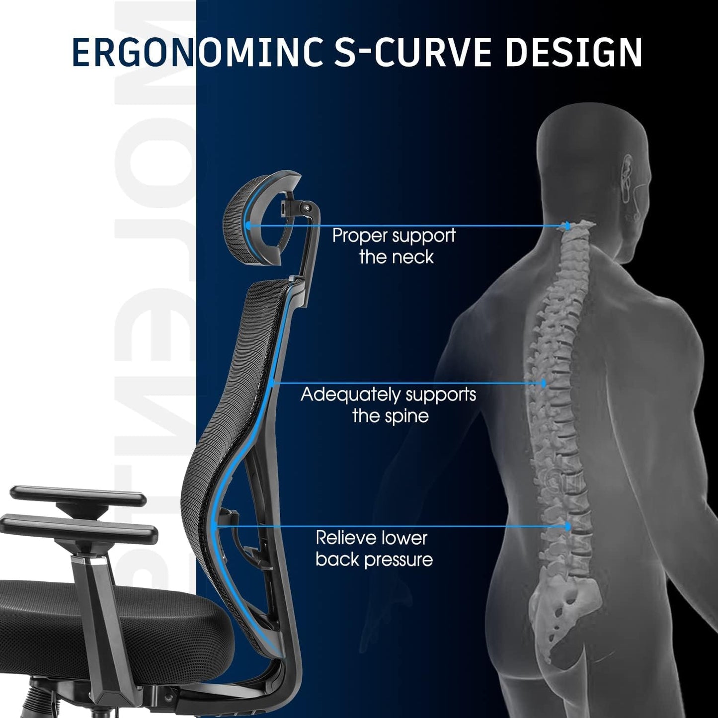 Ergonomic Mesh Office Chair with Adjustable Features for Home and Office - Maximize Comfort and Support