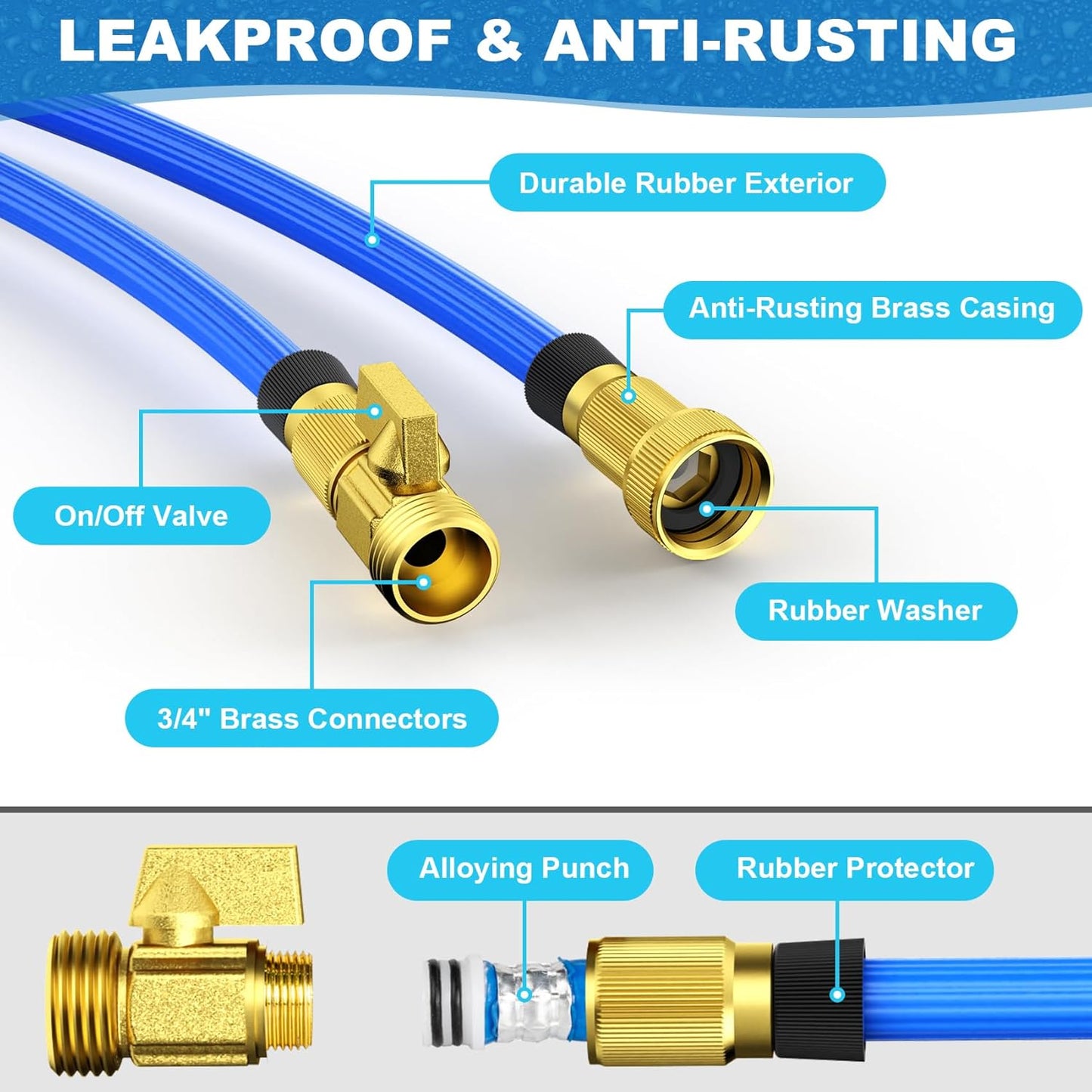 Versatile 50ft Expandable Garden Hose with 10 Spray Nozzles and Nano Rubber