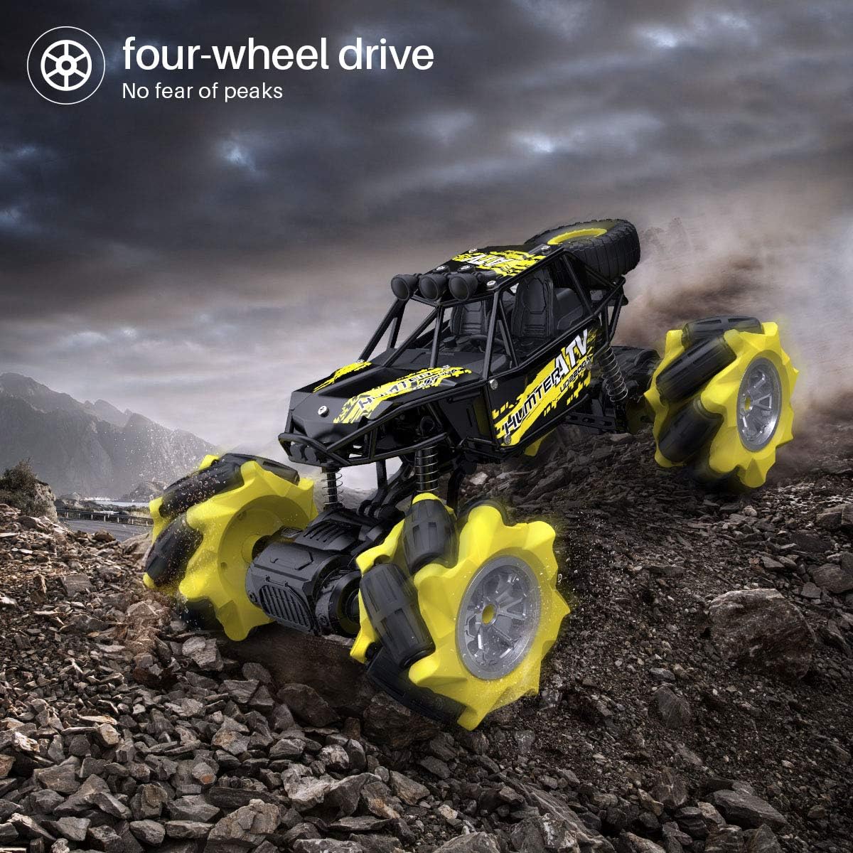 Discover the Thrilling 1/20 Metal RC Monster Truck - Perfect Toy for Kids, 360° Spins, LED Lights, Durable Zinc Frame