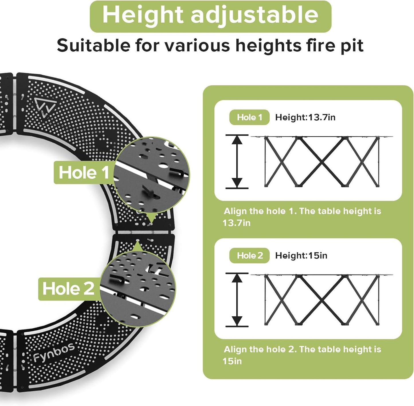 Adjustable Height Fire Pit Surround Tabletop for Outdoor Camping