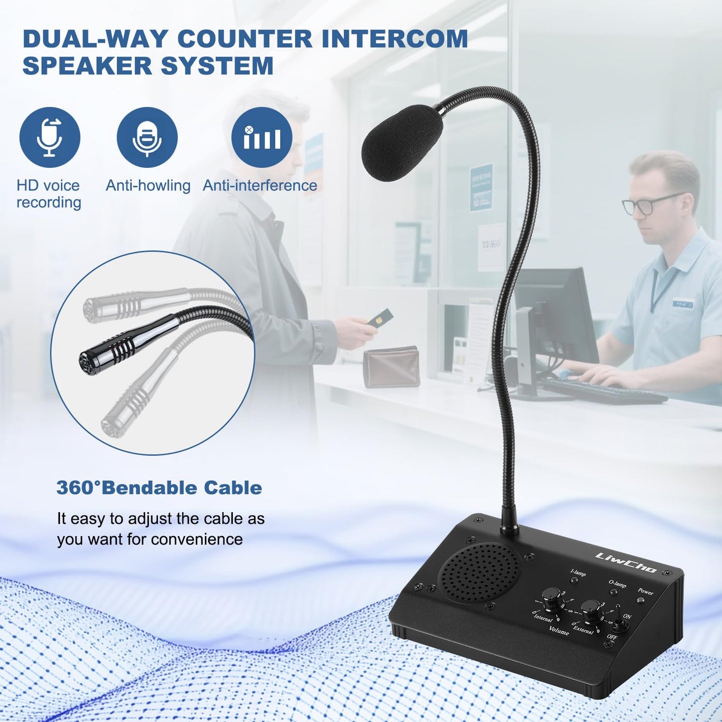 Dual-Way Window Intercom System for Business, Bank, and Ticket Counters - Clear Two-Way Audio Speaker System