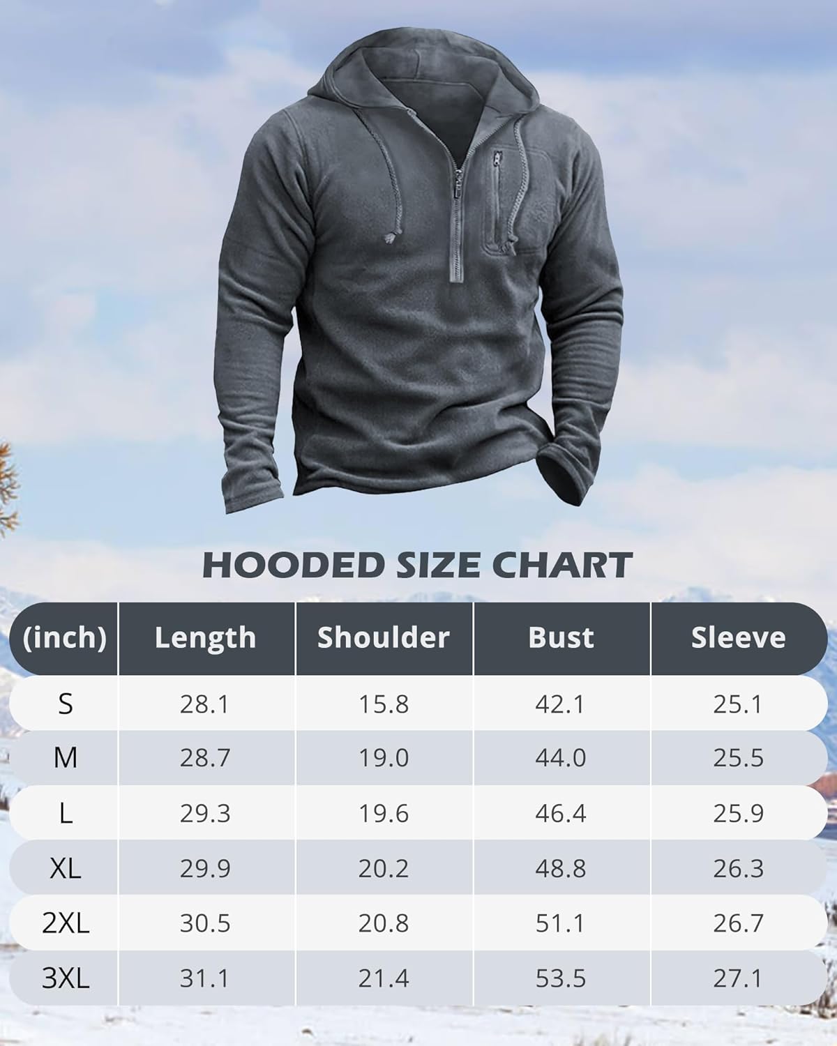 Army Green Tactical Fleece Jacket XL for Men | Outdoor Half Zip Hooded Pullover