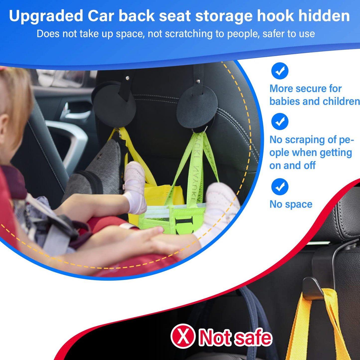 Hanging Car Trunk Organizer for SUV and Truck, 6 Pockets and 2 Hooks, Waterproof 600D Oxford Fabric
