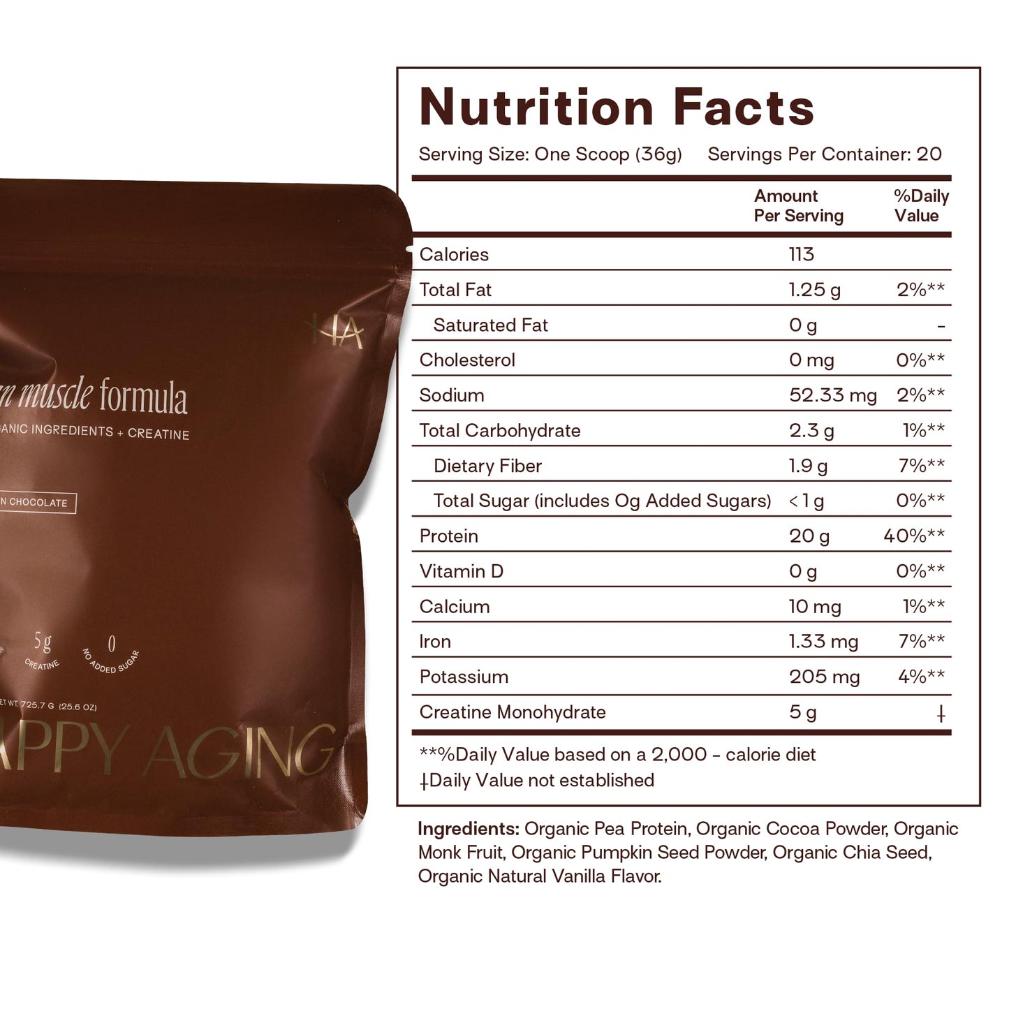 Organic Plant Protein Powder for Women - 20g Pea & Pumpkin Seed Protein with 5g Creatine