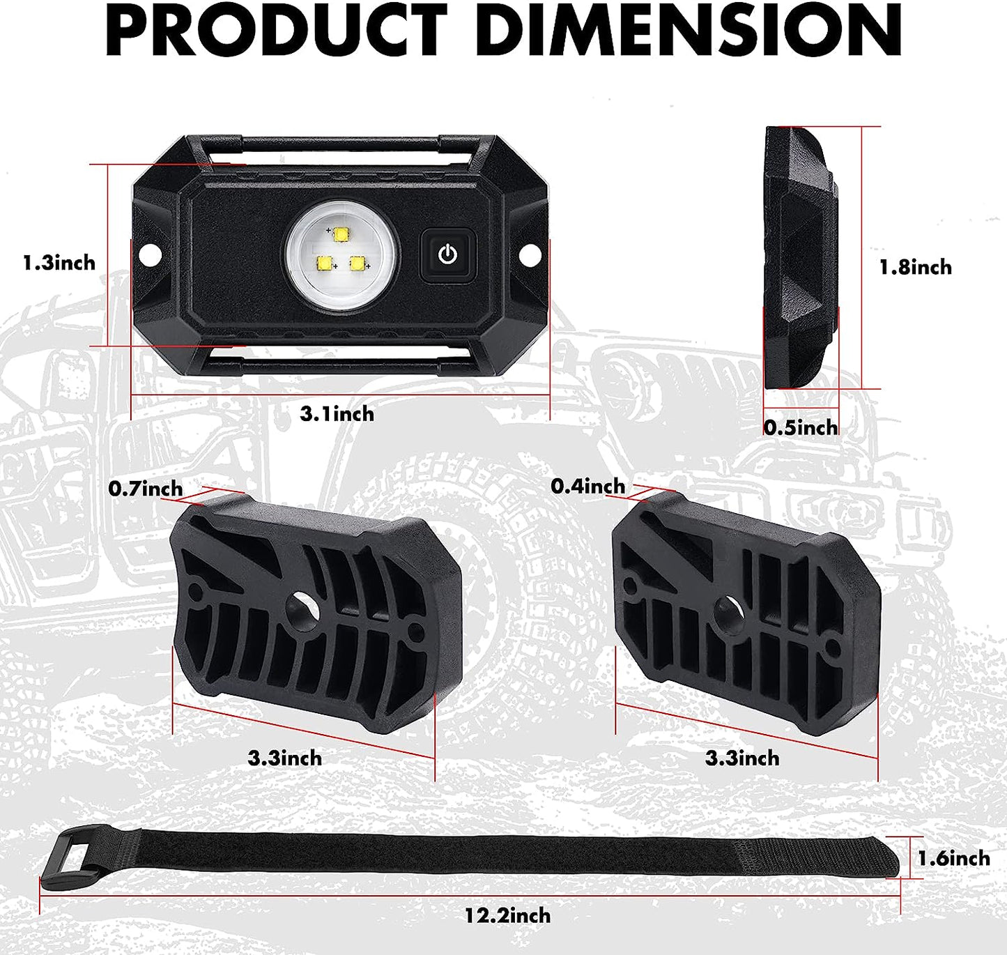 Red LED Universal UTV/ATV Roll Bar Mount Interior Dome Light