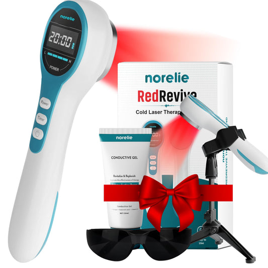Cold Laser Therapy Wand with Stand & Conductive Gel, 650nm & 808nm Portable Red Light Therapy Device for Hands-Free Muscle and Joint Support
