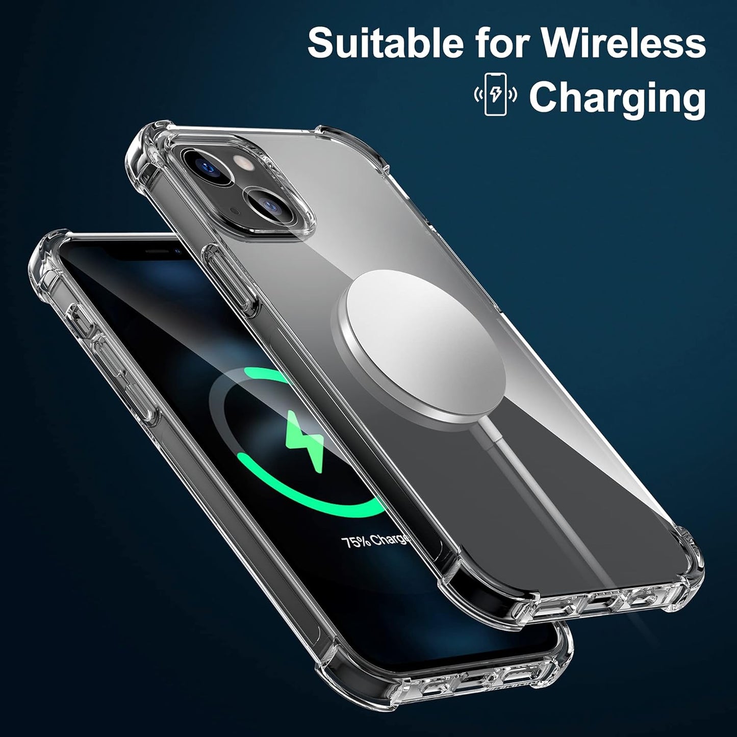 iPhone 13 Clear Case, Shockproof Protective Cover for 6.1" Screen - Full Access to Buttons & Ports