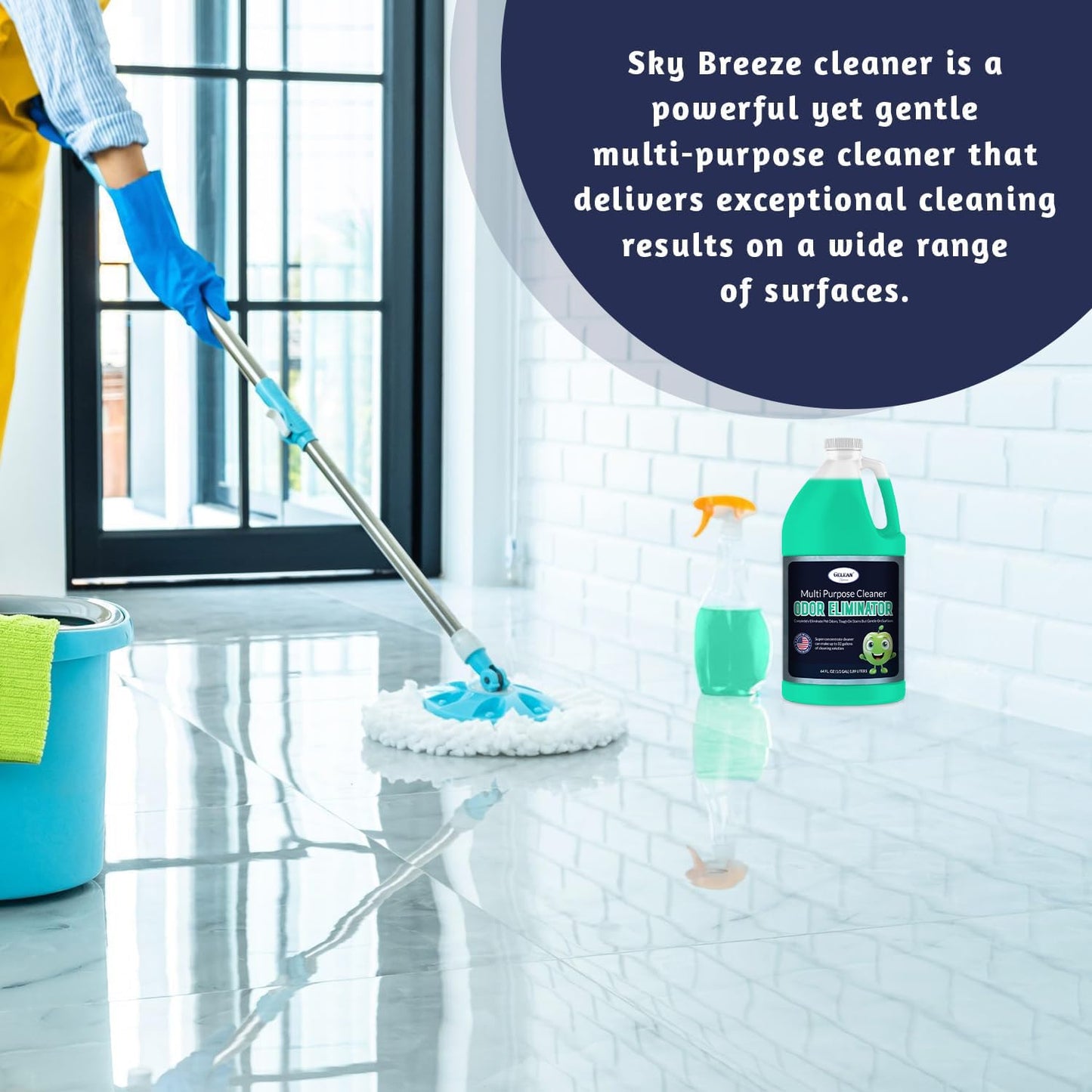 Multi-Purpose Cleaner and Pet Odor Eliminator Concentrate - Sky Breeze Scent, 64 fl oz (Makes 32 Gallons) - pH Neutral Floor and Surface Stain Remover
