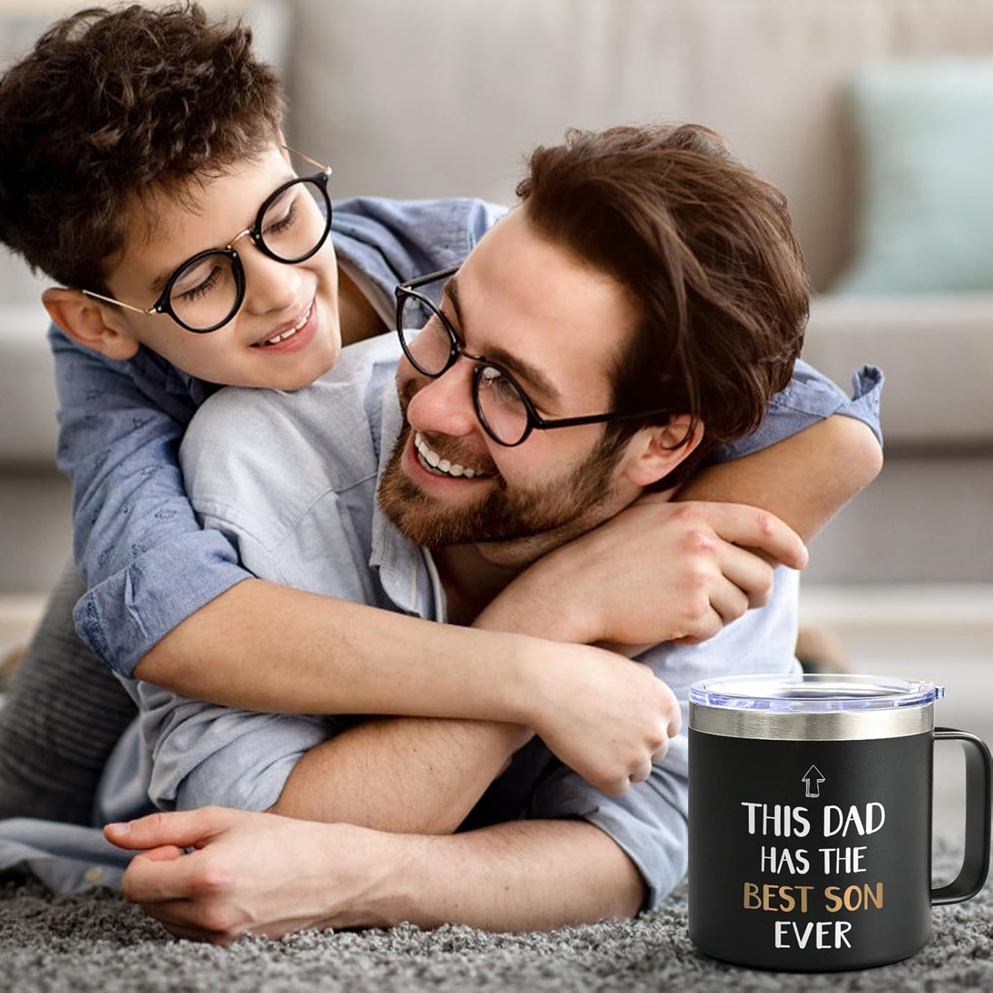 Dad Coffee Mug - Insulated 14 oz Stainless Steel Tumbler with Handle for Father's Day, Birthday, Christmas - Black