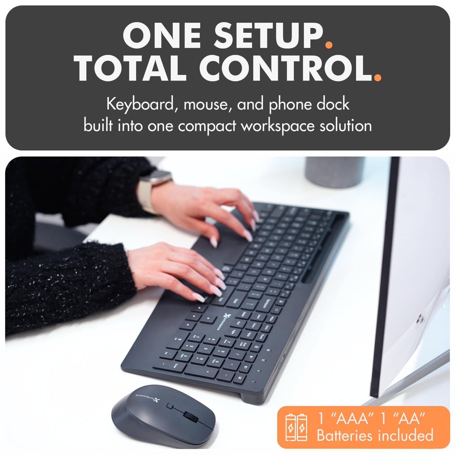 X9 Wireless Keyboard and Mouse Combo - Bluetooth & 2.4GHz Multi-Device Full Size Silent Set with Wrist Rest & Phone Holder