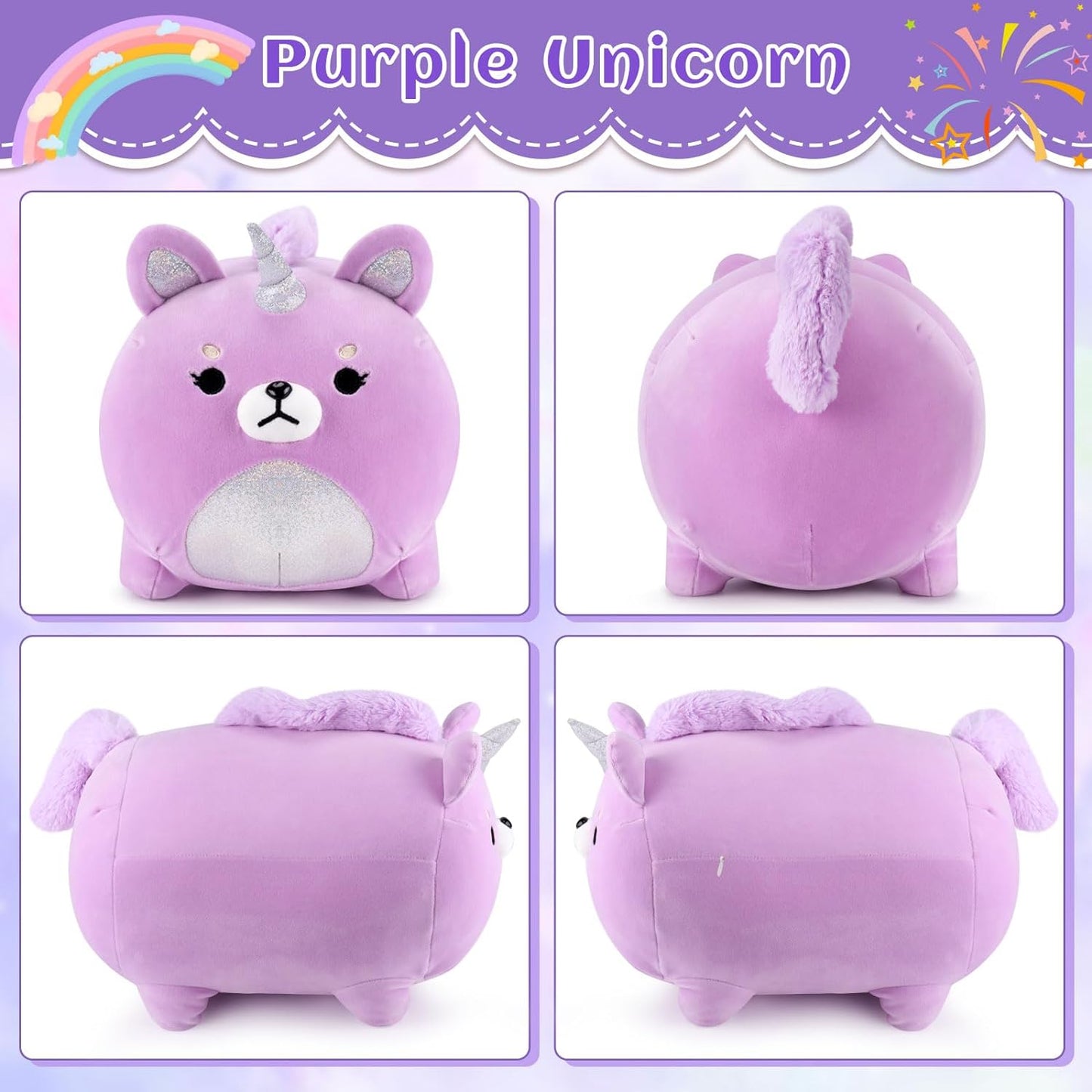 Unicorn Plush Shiba Inu - Cute Purple Stuffed Animal for Room Decor & Gifts