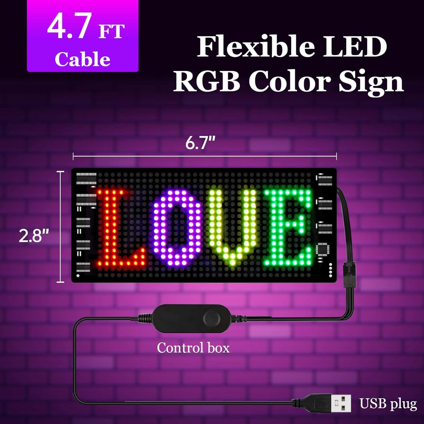Maximize Your Message: 6.7"x2.8" Bluetooth-Controlled LED Car Sign for Uber/Lyft - Customize with App