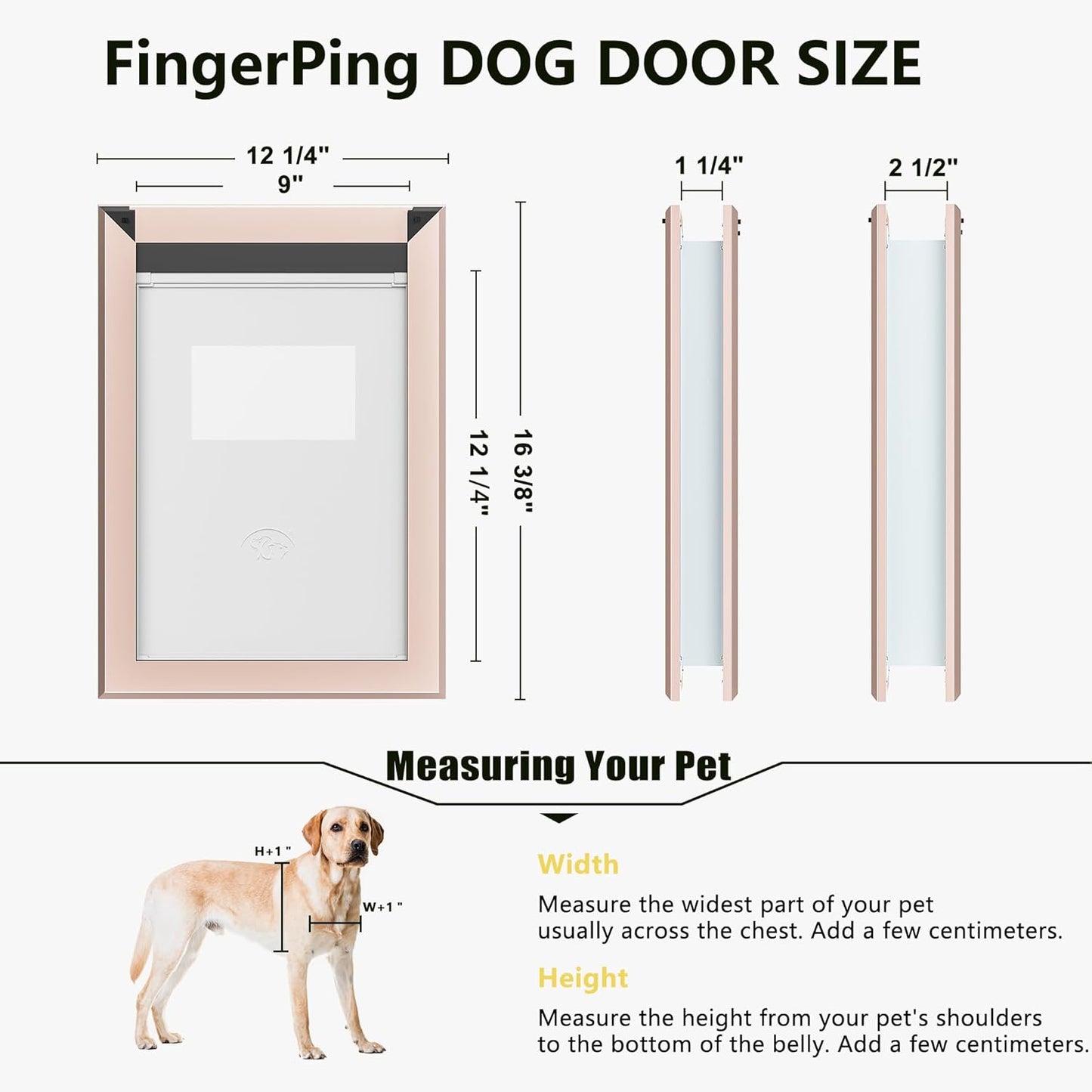 Size M Weatherproof Aluminum Dog Door with Energy-Efficient Double Lock and Easy Install Features