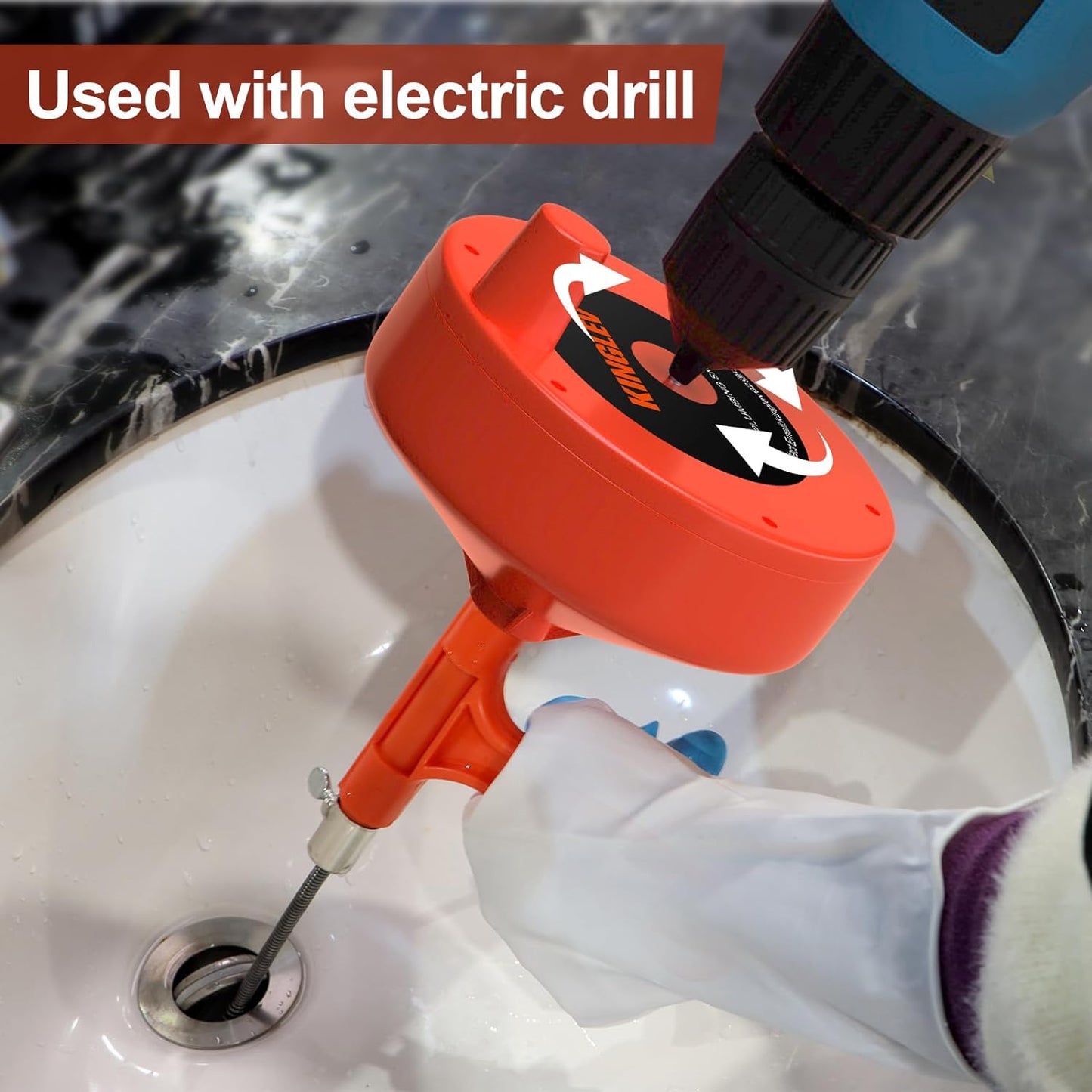 Heavy-Duty 25ft Plumbing Snake with Drill Adapter - Ideal for Sinks, Bathtubs, and More