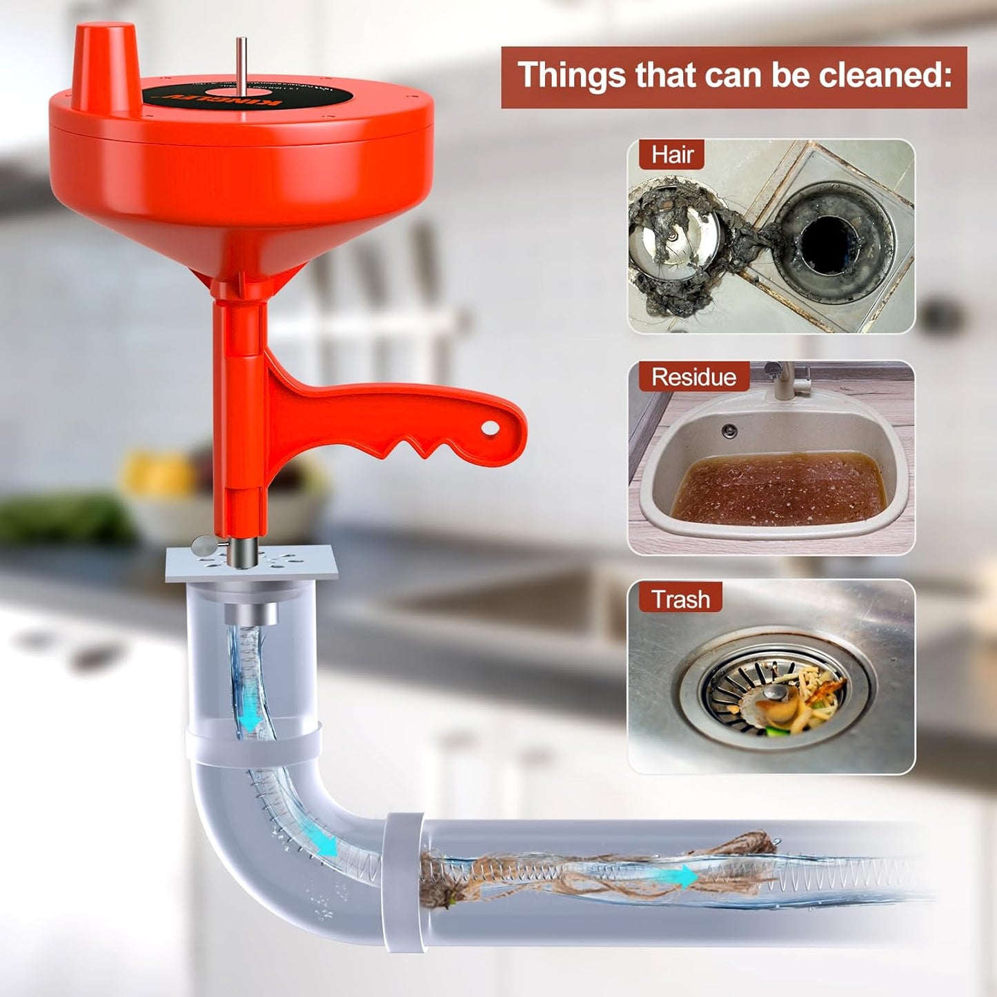 Heavy-Duty 25ft Plumbing Snake with Drill Adapter - Ideal for Sinks, Bathtubs, and More