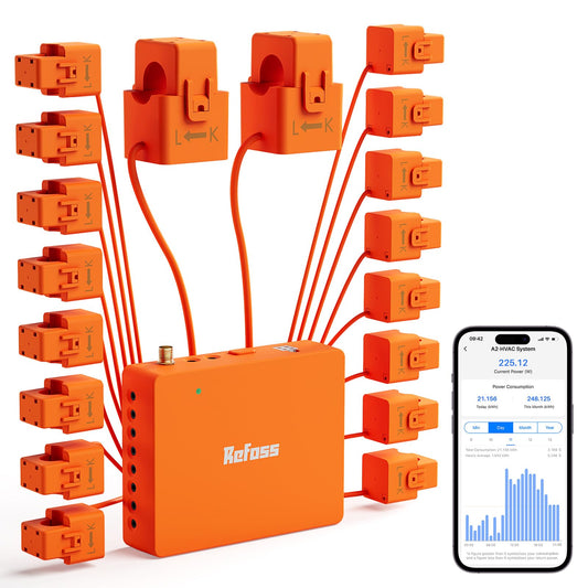 Refoss Smart Home Energy Monitor with 16 x 60A Circuit Sensors and Solar Tracking