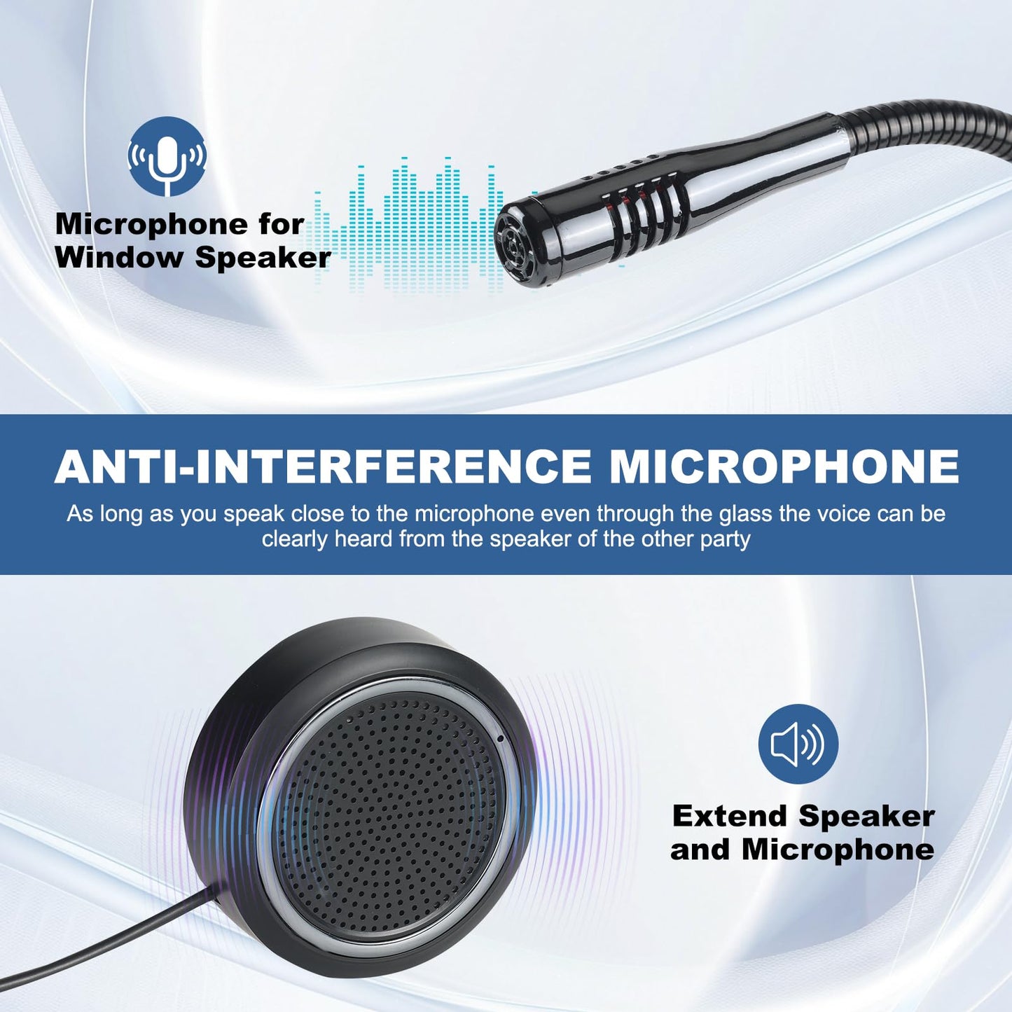 Dual-Way Window Intercom System for Business, Bank, and Ticket Counters - Clear Two-Way Audio Speaker System