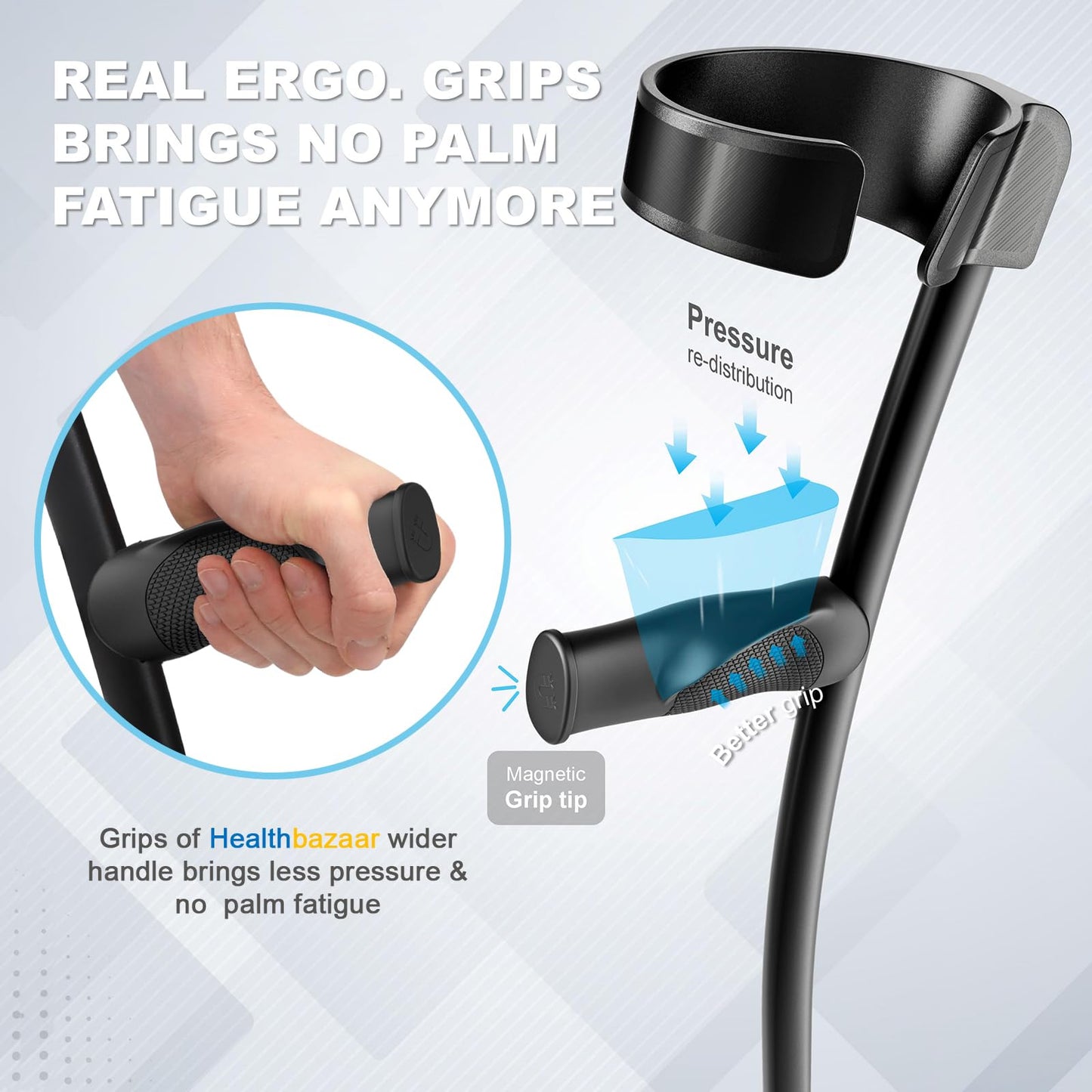 Ergonomic Foldable Forearm Crutches - Adjustable Height Walking Aid for Adults