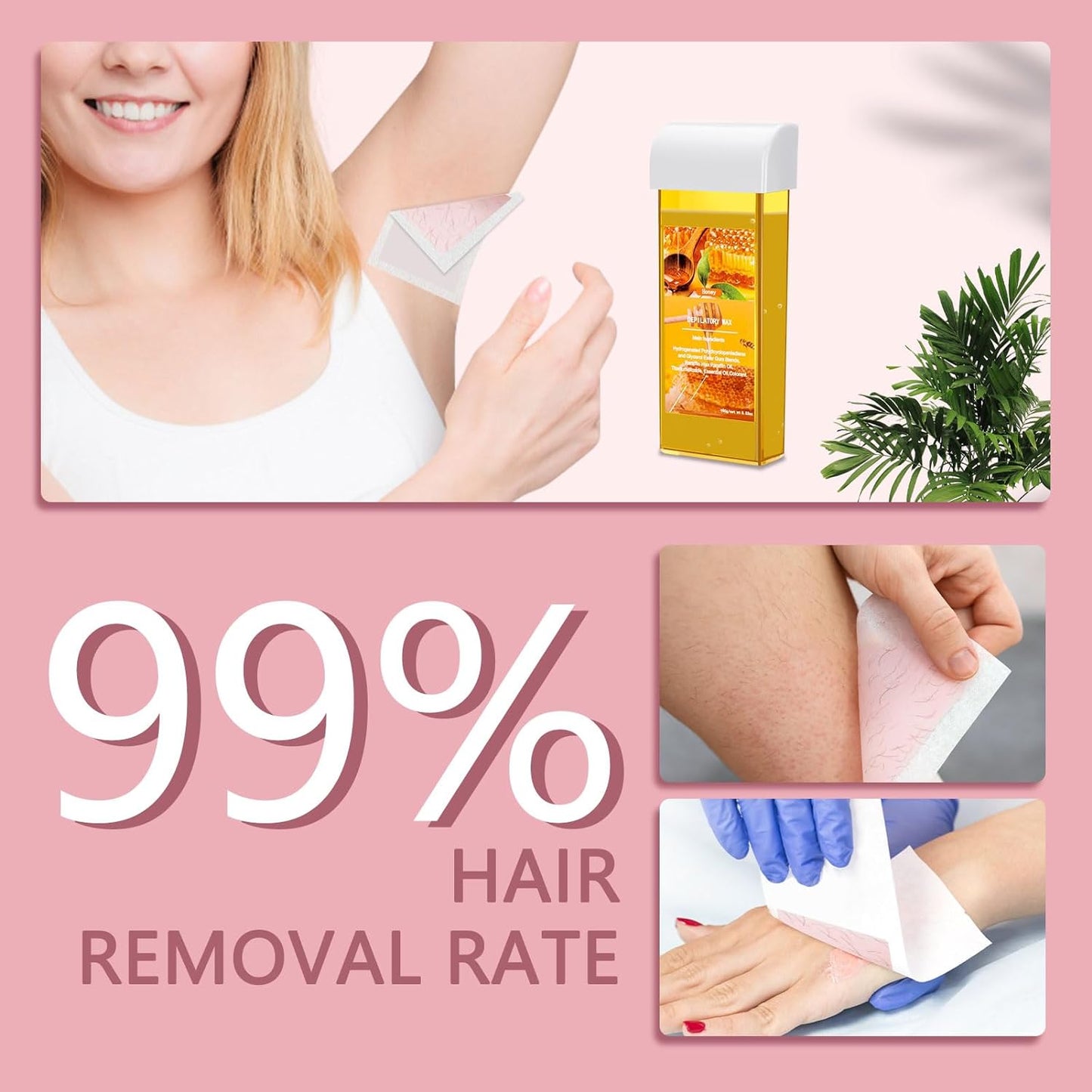 Honey & Lavender Roll On Wax Kit for Body Hair Removal, No Applicator