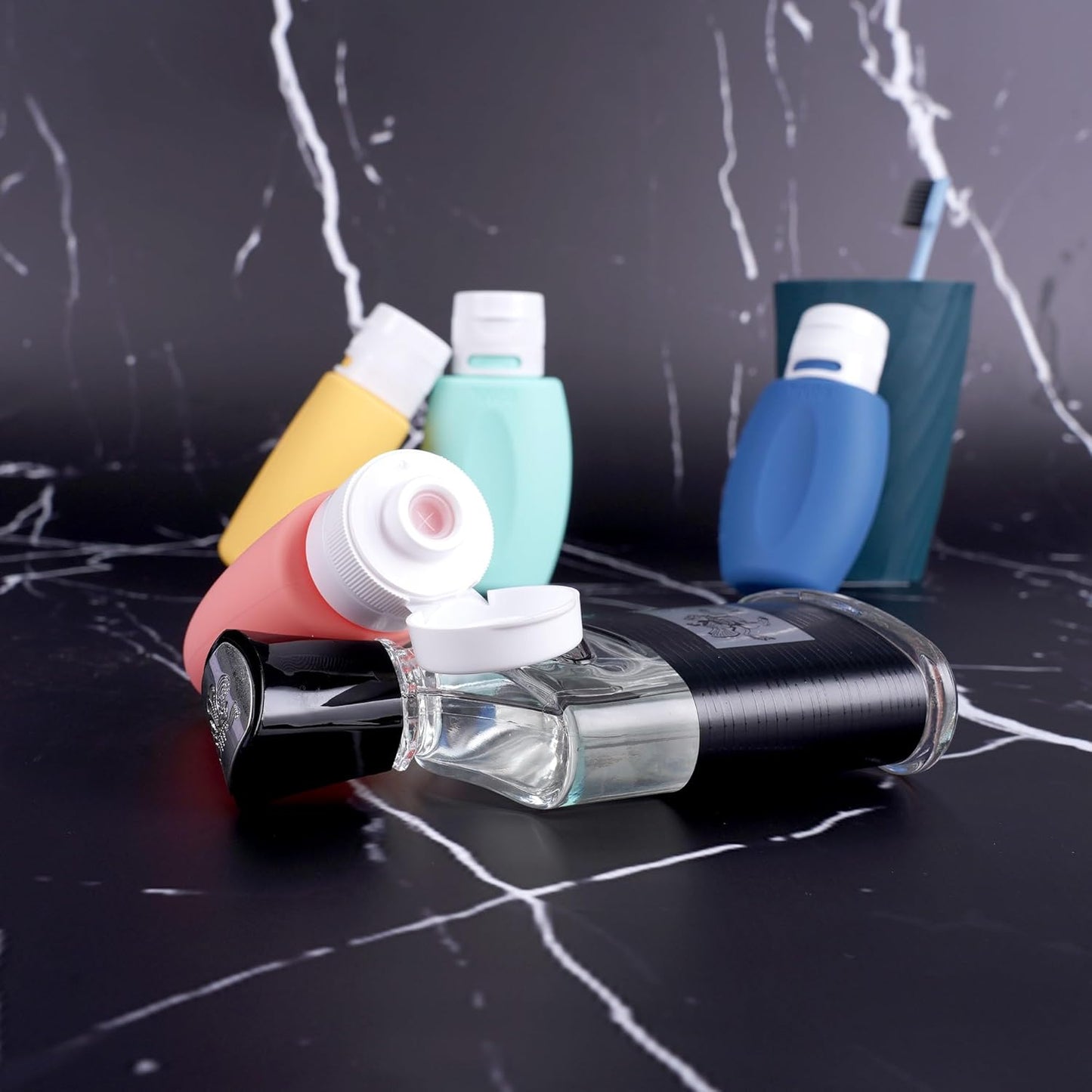 Travel Toiletry Bottles 3oz 4 Pack, TSA Approved Leakproof Silicone Containers