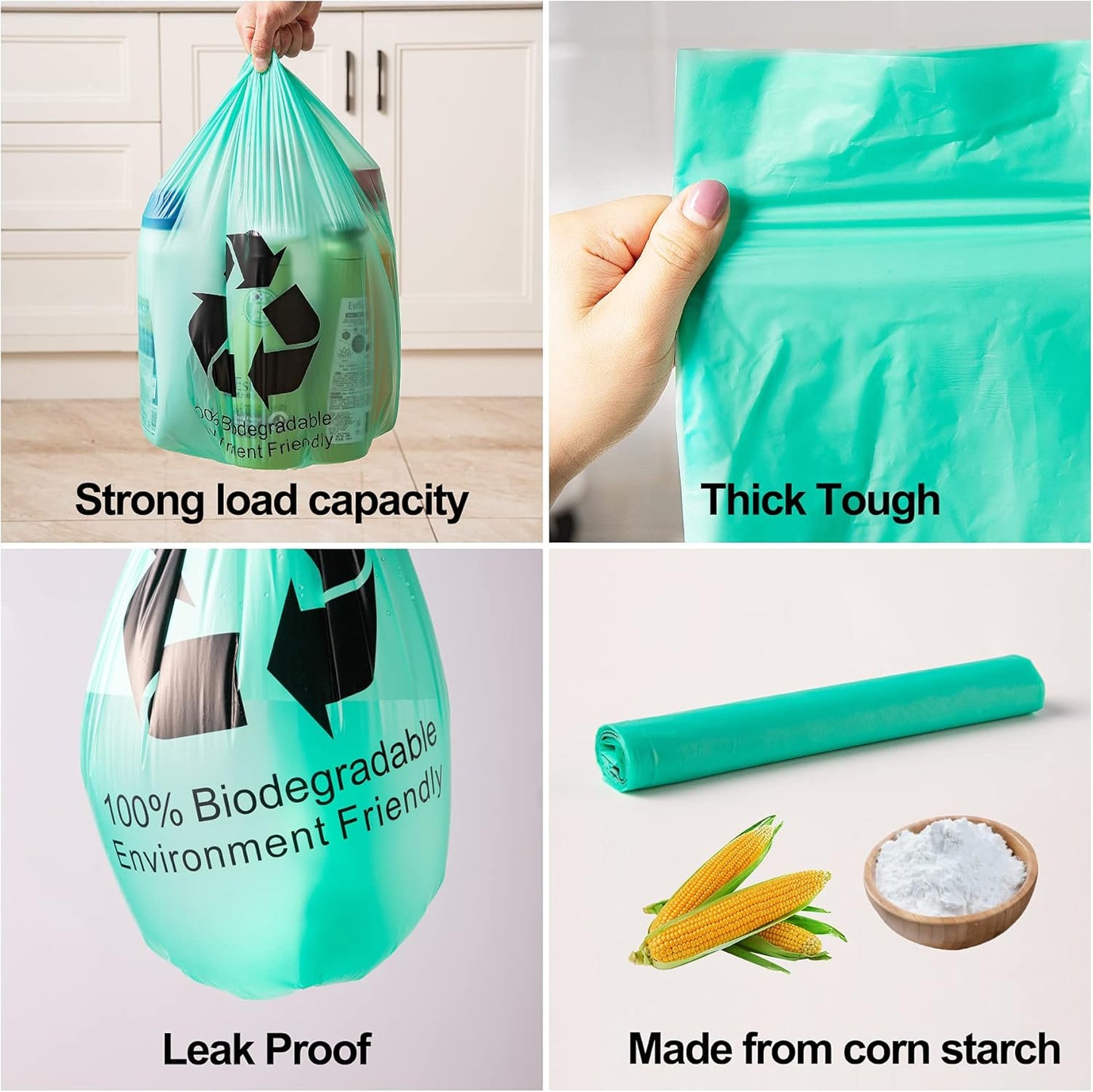 Eco-Friendly 30 Gallon Compostable Trash Bags, 100 Count - Perfect for Kitchen and Yard