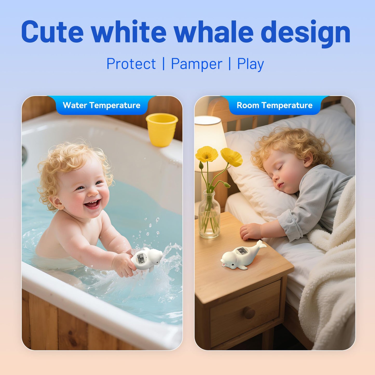 Floating Digital Baby Bath Thermometer and Room Temperature Monitor with Safety Alert and Timer