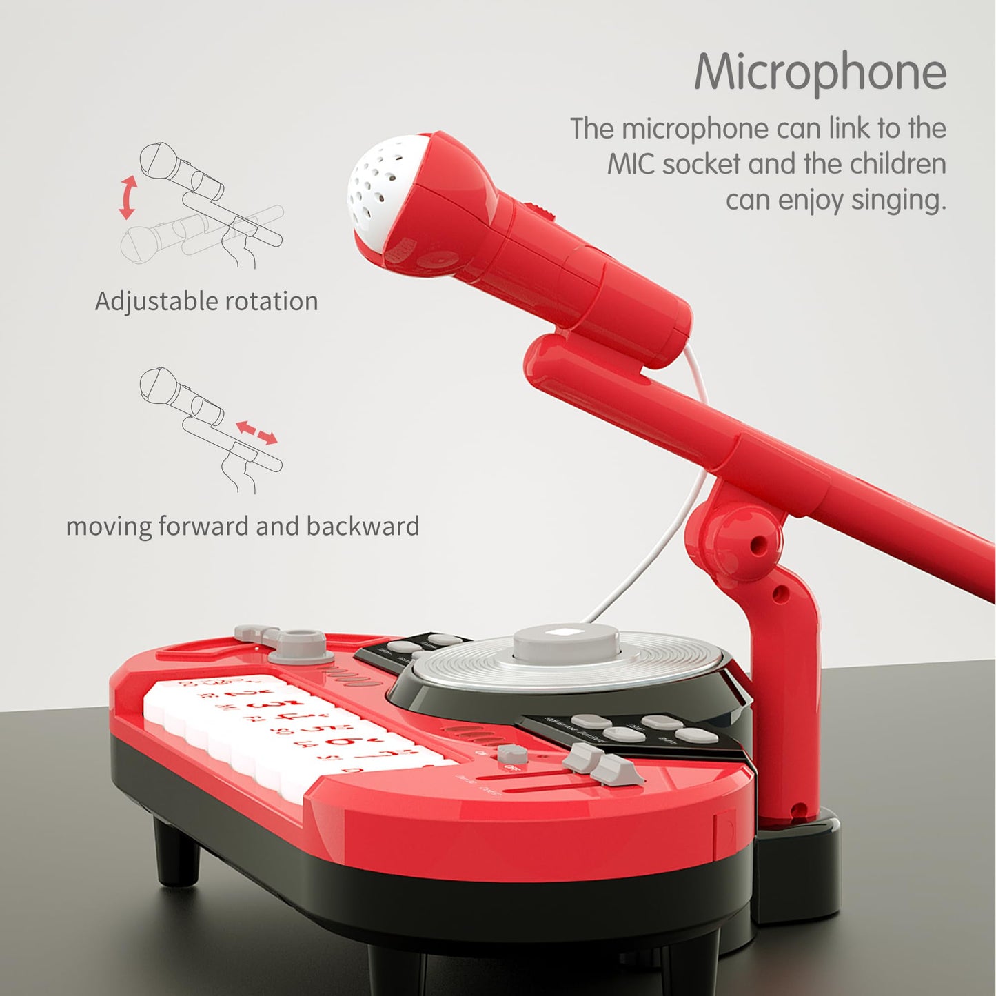 Girls DJ Mixer Piano Toy with Microphone – 8-Key Keyboard, Drum Sounds, Rhythms, Lights, MP3/Phone Input – Musical Instrument for Toddlers Ages 1–3