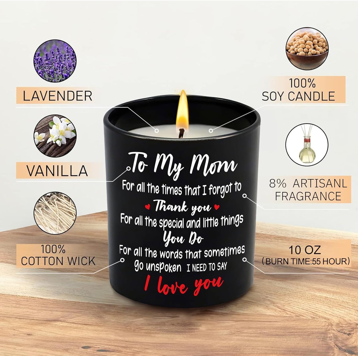 10oz Vanilla Lavender Aromatherapy Candle for Mom - Perfect Gift for Mother's Day, Birthdays, & Holidays