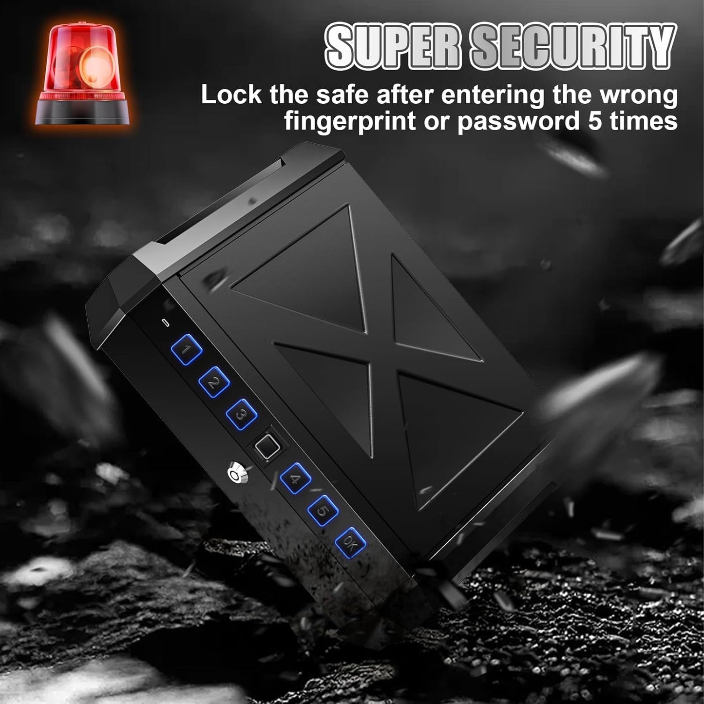 Biometric Handgun Safe: Quick Access, Fits 2 Pistols, Portable with Safety Rope