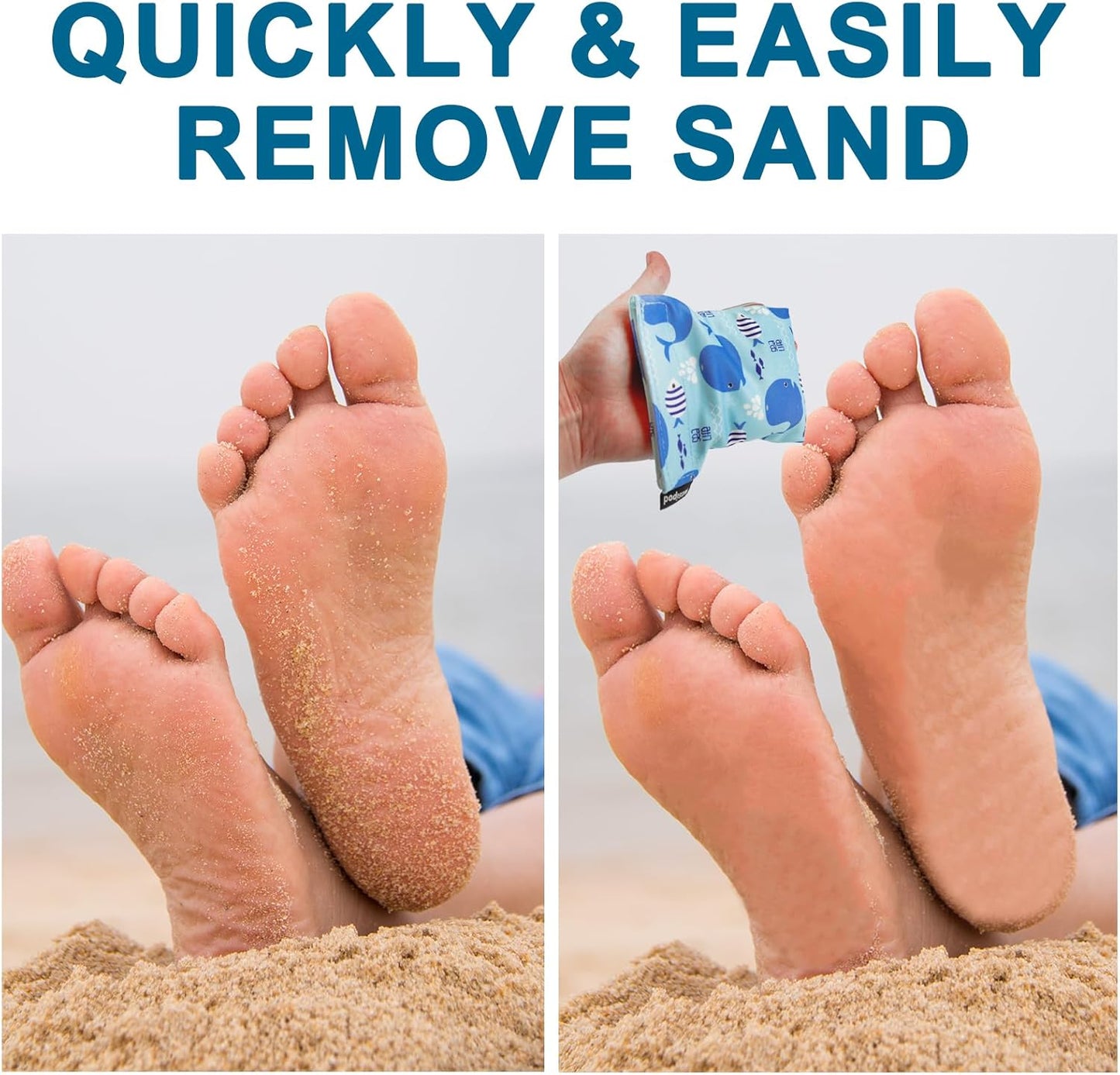 Beach Sand Removal Bag | Gentle, Skin-Friendly & Talc-Free | Natural Alternative for Effective Sand Cleaning (Whale)