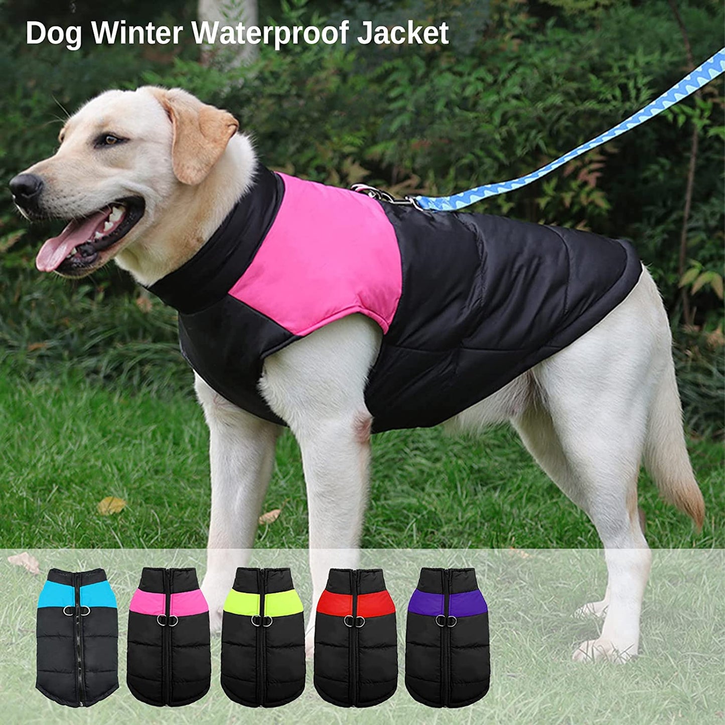 Size M Black/Pink Dog/Cat Cold Weather Coat/Jacket/Vest w/ Leash