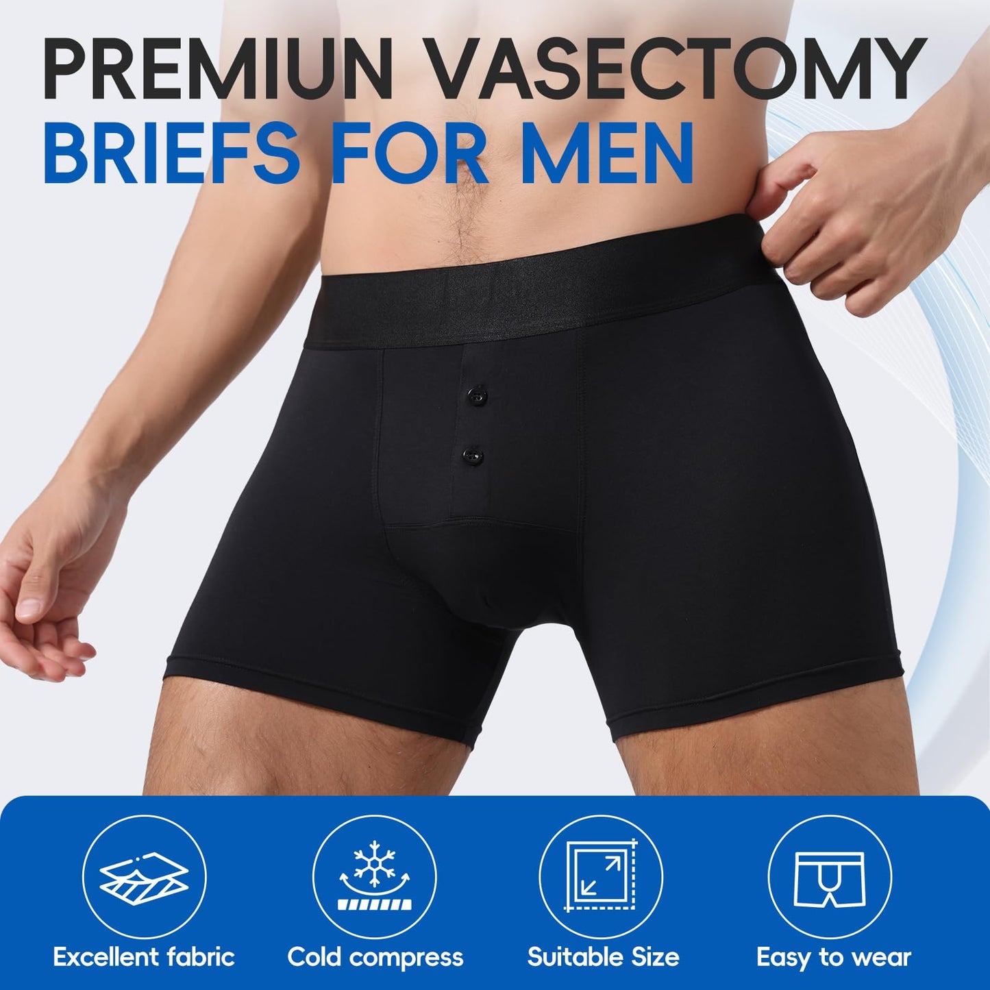 Post-Vasectomy Recovery Underwear Snug Briefs with 2 Custom Gel Ice Packs - Size 3XL