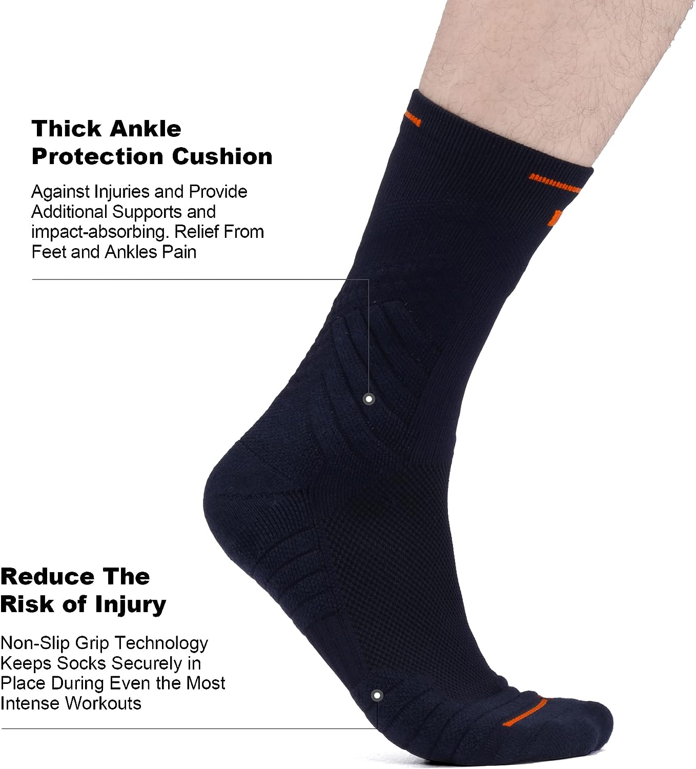 3 Pairs Size M Elite Breathable Compression Cushion Athletic Crew Socks