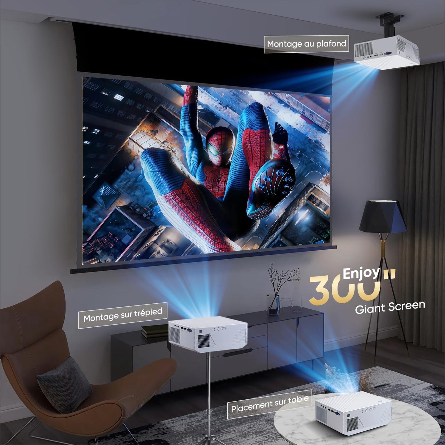 Mini Projector with WiFi and Bluetooth, Portable Full HD 1080P Wireless Home Cinema Projector