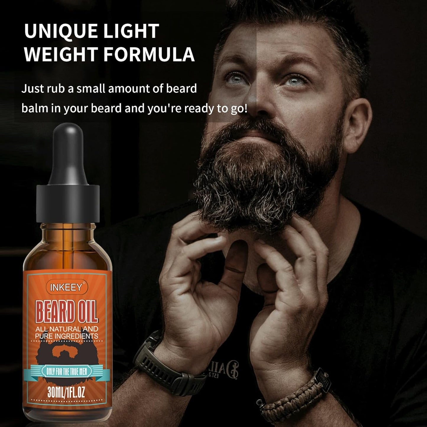 Premium Beard Growth Oil with Tea Tree & Jojoba: Natural Formula for Softer, Fuller Facial Hair - Moisturizing Treatment for Men's Beard Care (1 fl oz/30ml)