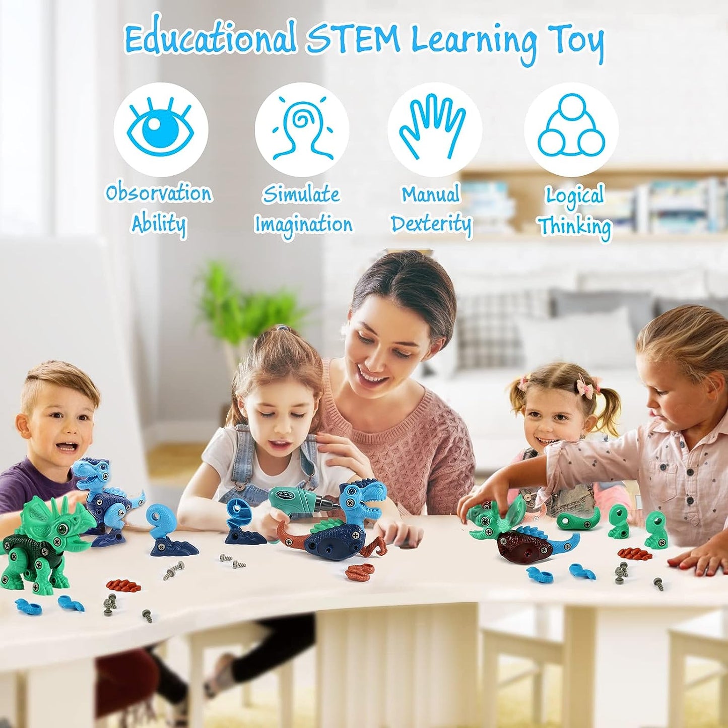 Engaging STEM Dinosaur Toys for Kids 3-8 Years - Educational Building Sets with Electric Drill