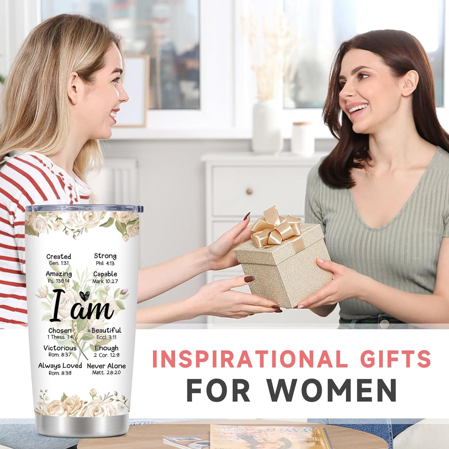 Inspirational Christian Gifts for Women: Perfect for Birthdays, Holidays, and More - 20 Oz Stainless Steel Tumbler with Religious Messages