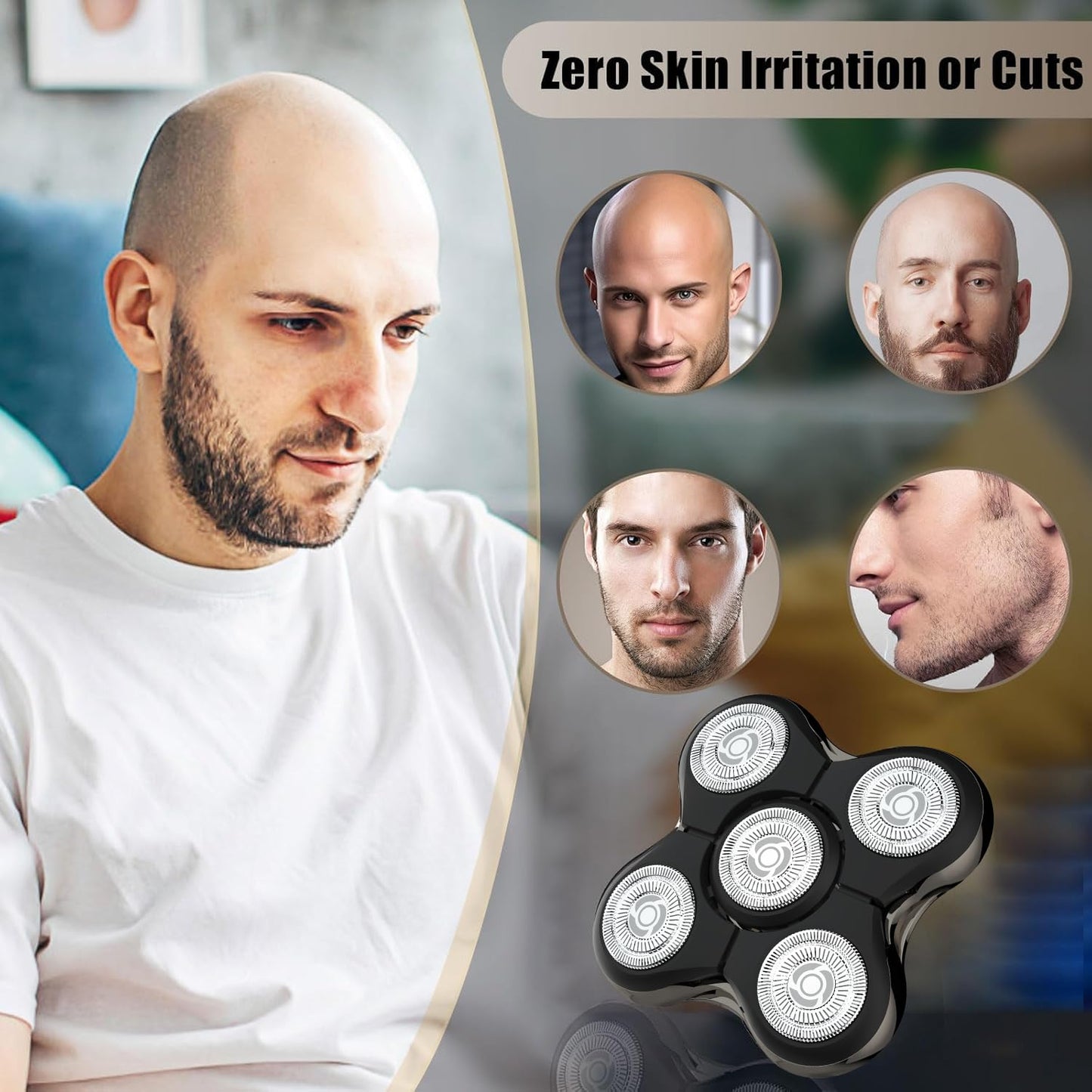 1 Pack Head Shaver Replacement Blades for Balder Pro XR7120, 5 Dual Track Rotary Heads, Precision Electric Shaving for Bald Men, Not for XR7000