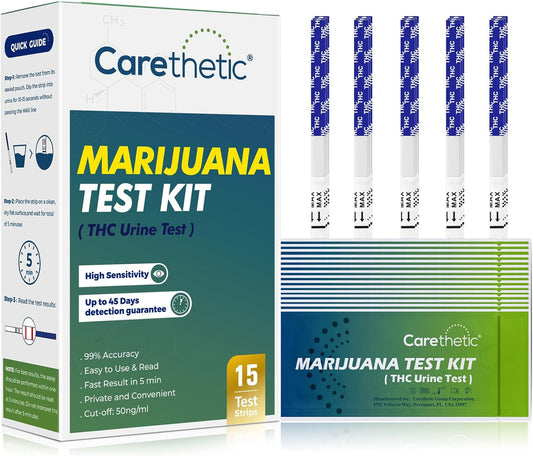 Marijuana THC Test Kit: 15 Strips for Accurate Home Urine Testing, Detects Edibles & Vapes